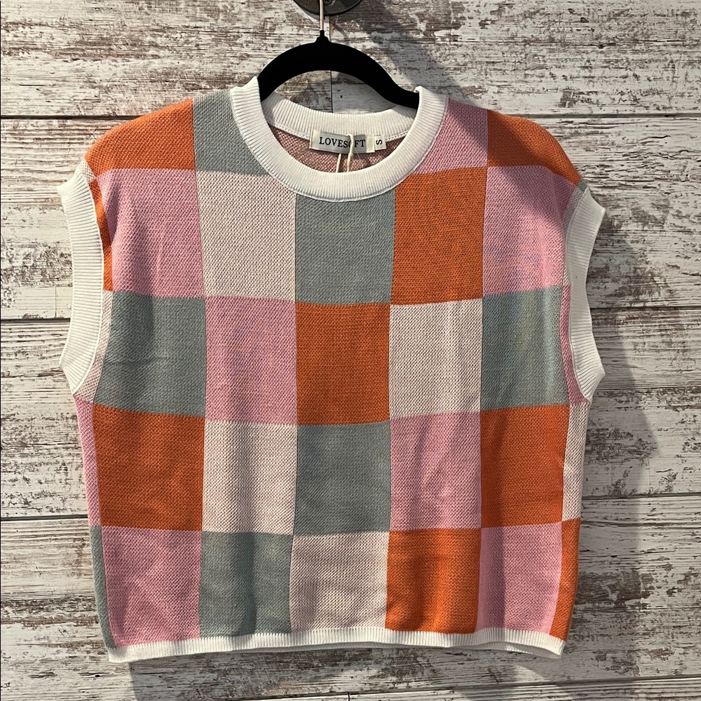 Lovesoft Women's Colorful Plaid Knit Crop Top